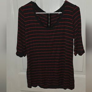 Willi Smith Black and Red Striped Blouse